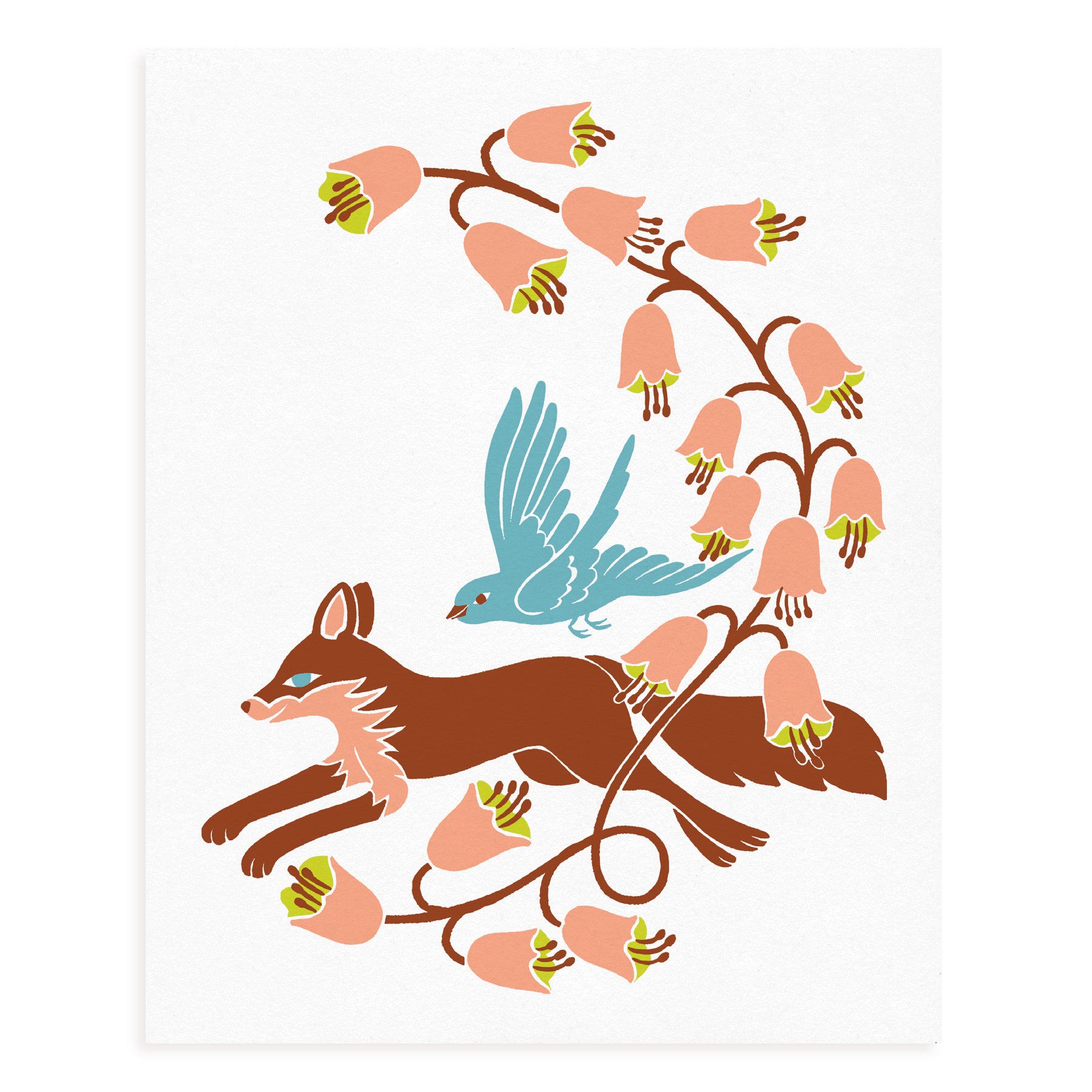 Fox and Bird Art Print
