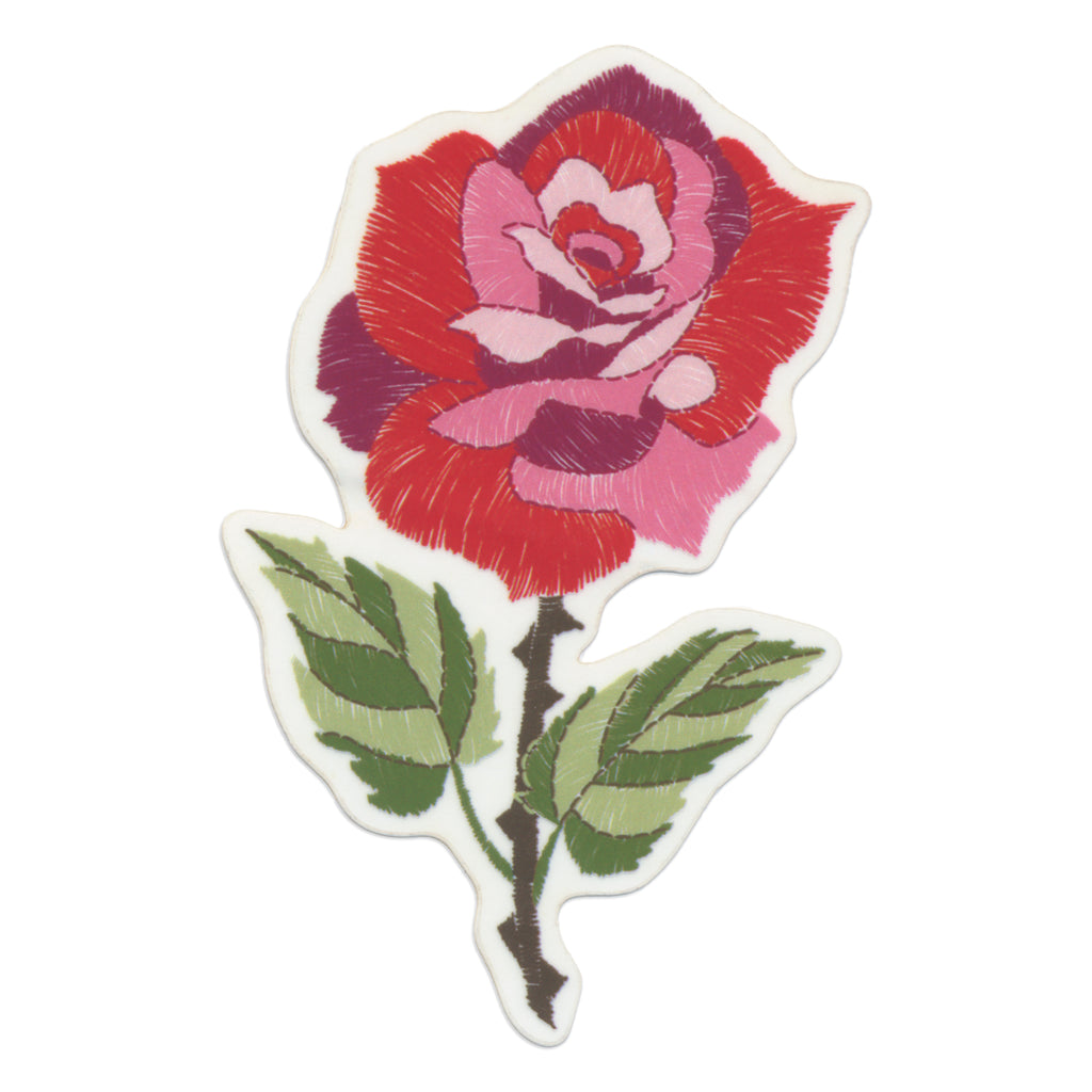Embroidered Rose Matte Clear Die-Cut Sticker