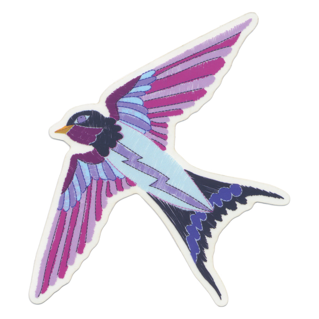 Embroidered Sparrow Matte Clear Die-Cut Sticker