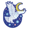 Owl and Moon Matte Holographic Die-Cut Sticker
