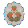 Strawberry Cross-Stitch Glitter Die-Cut Sticker