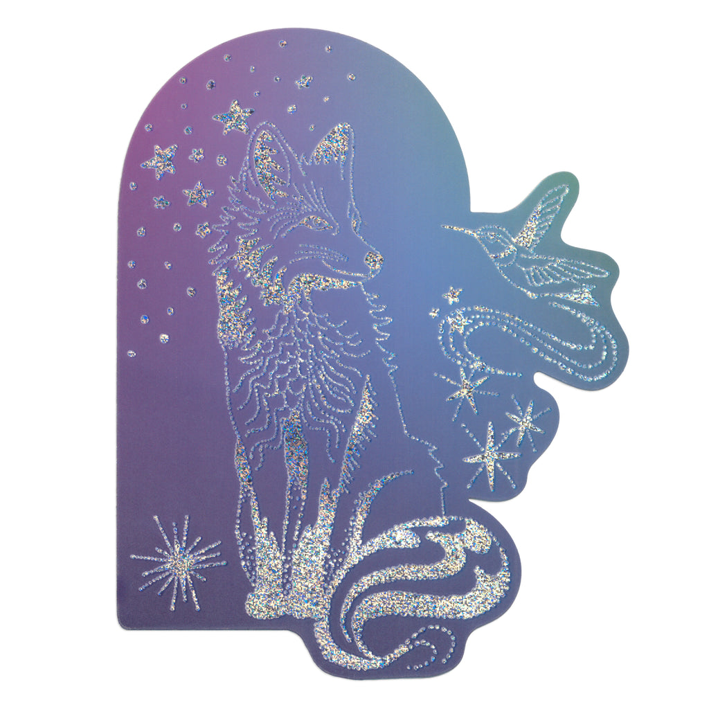 Fox Constellation Glitter Die-Cut Sticker