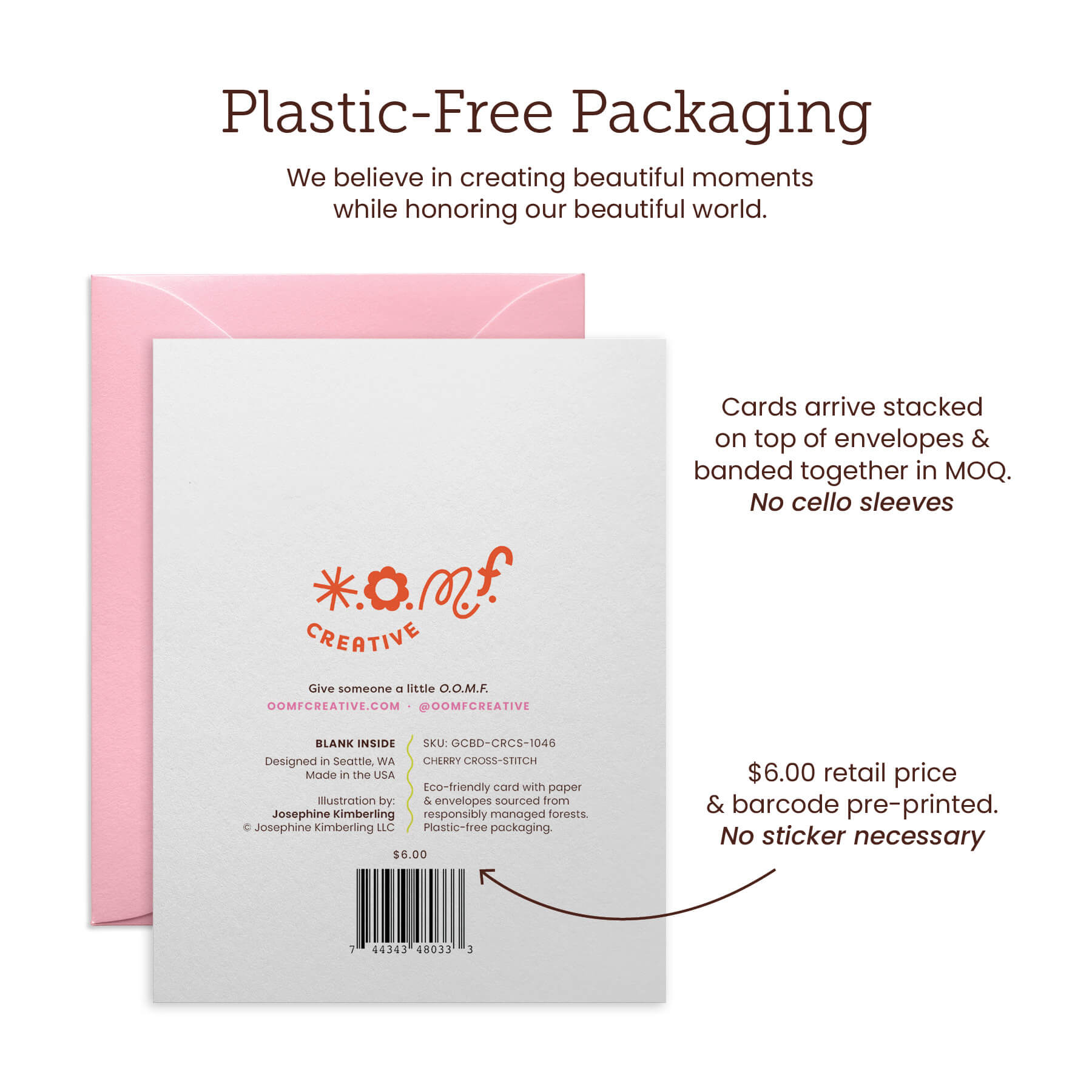 Holiday Greeting Cards by OOMF Creative have plastic free packaging no cello bag