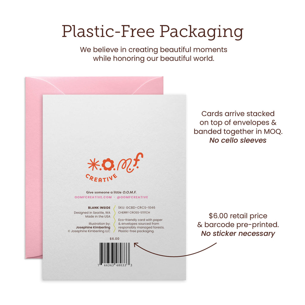 Holiday Greeting Cards by OOMF Creative have plastic free packaging no cello bag