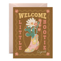 Welcome Little Bootie Western Baby Card