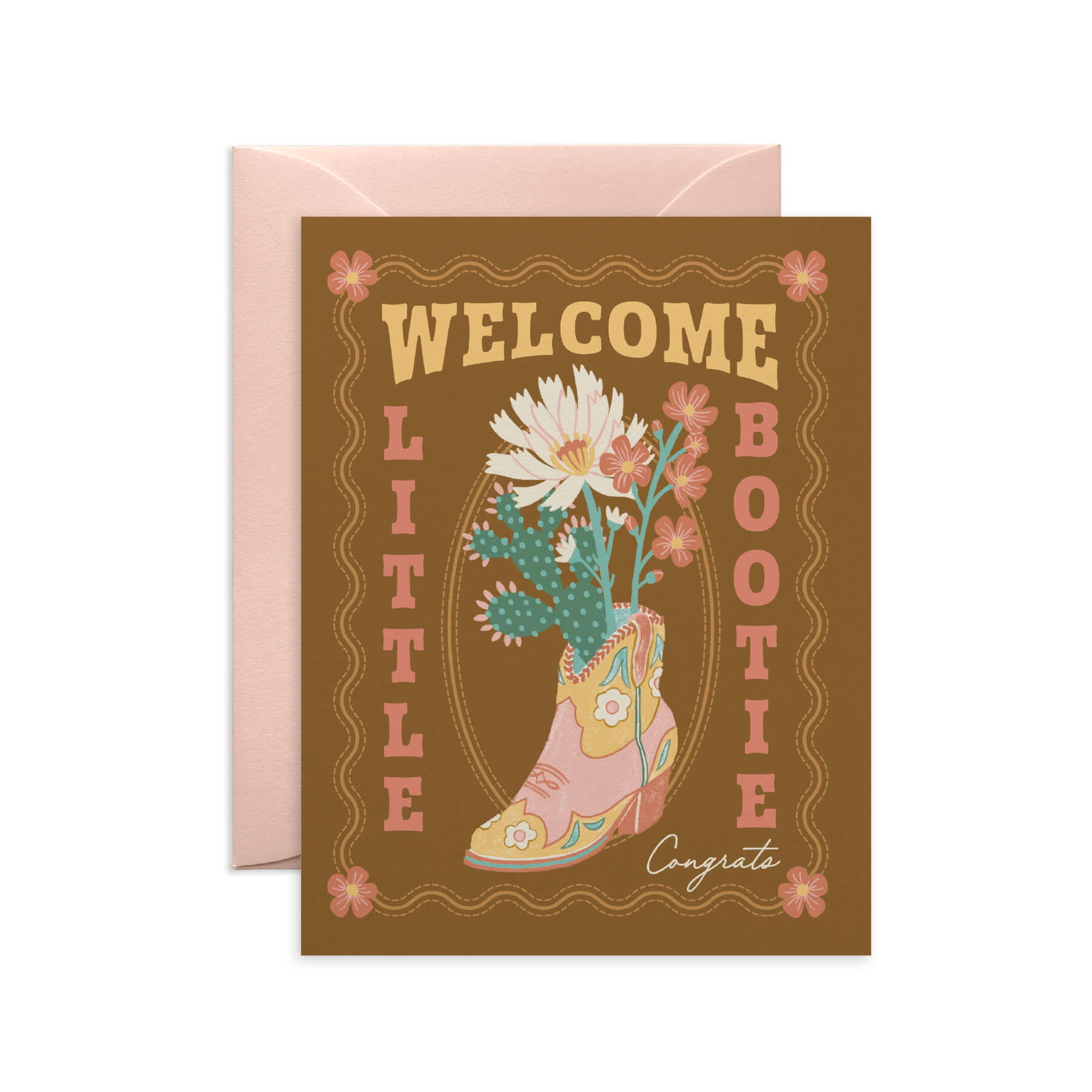 Welcome Little Bootie Western Baby Card