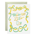 Welcome Little One Bow Border Baby Card