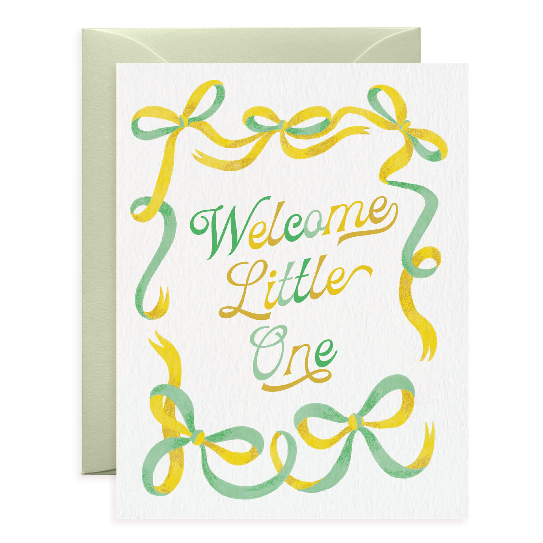 Welcome Little One Bow Border Baby Card