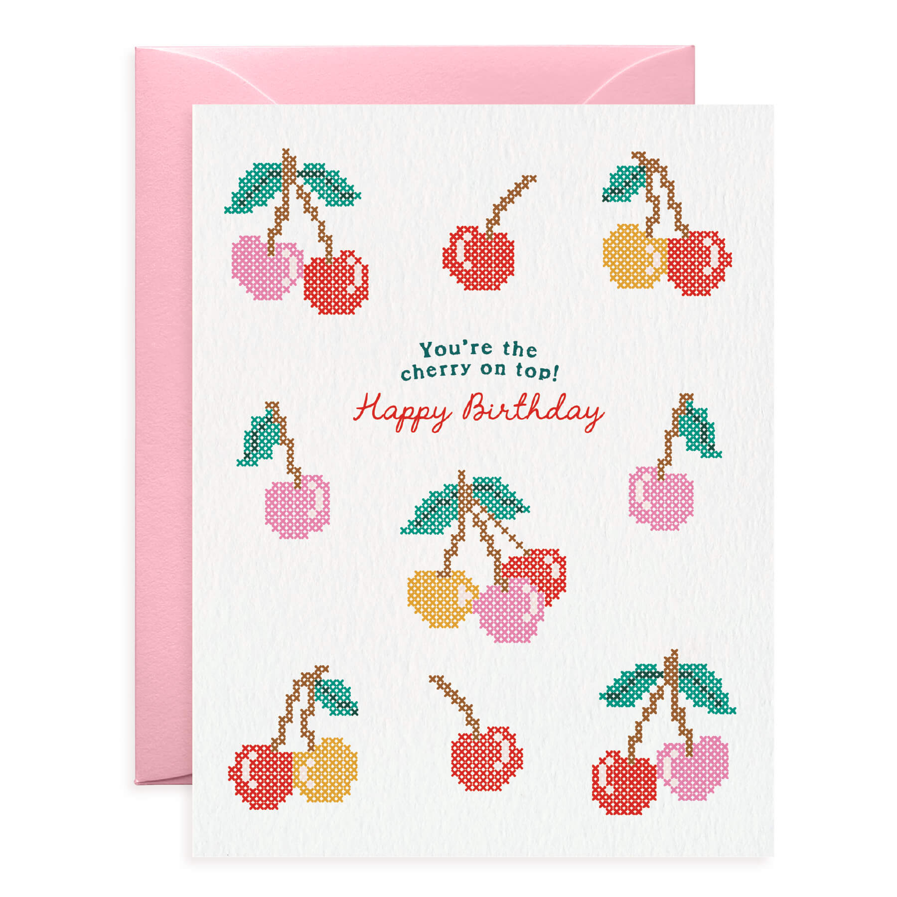 Cherry On Top Cross-Stitch Birthday Card