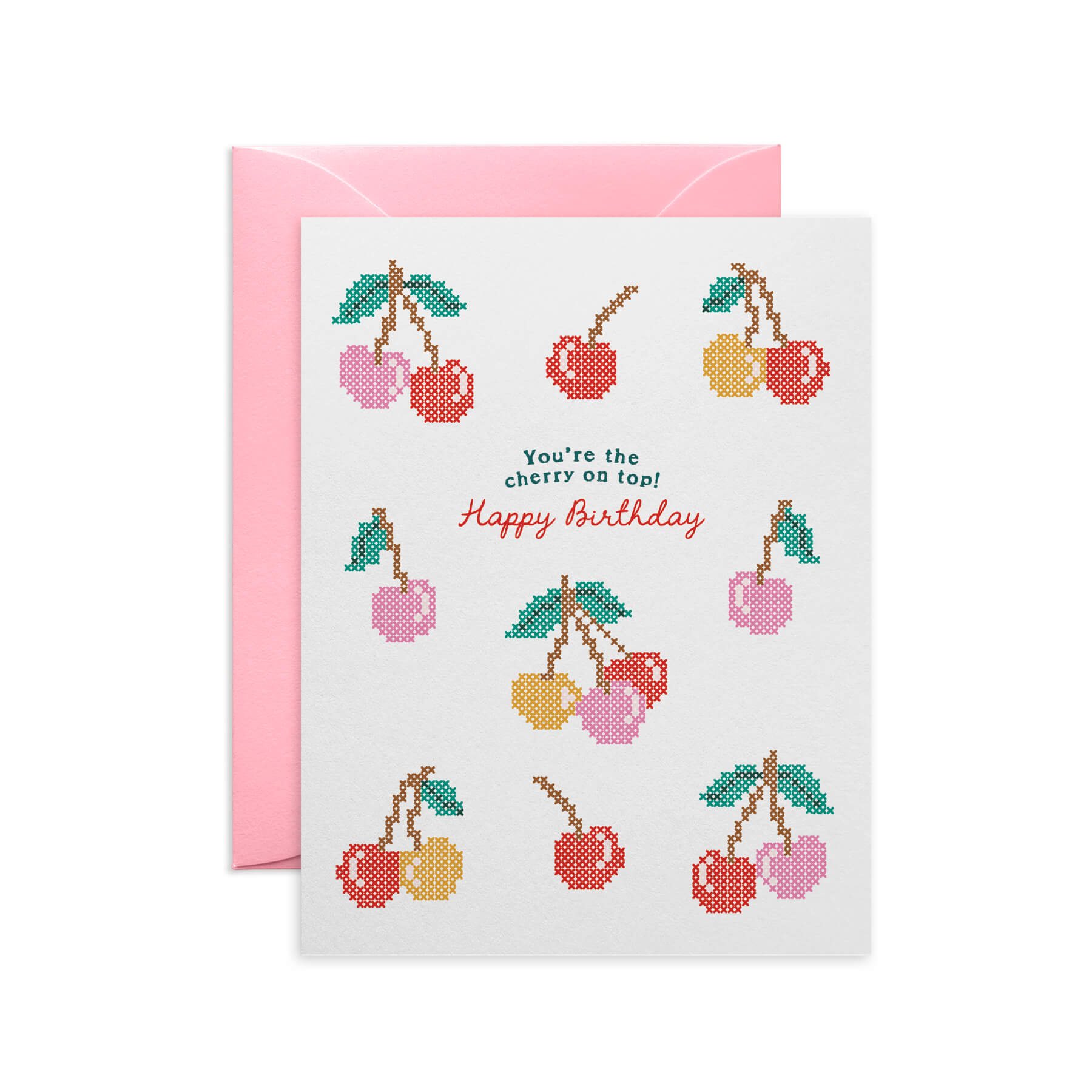 Cherry On Top Cross-Stitch Birthday Card