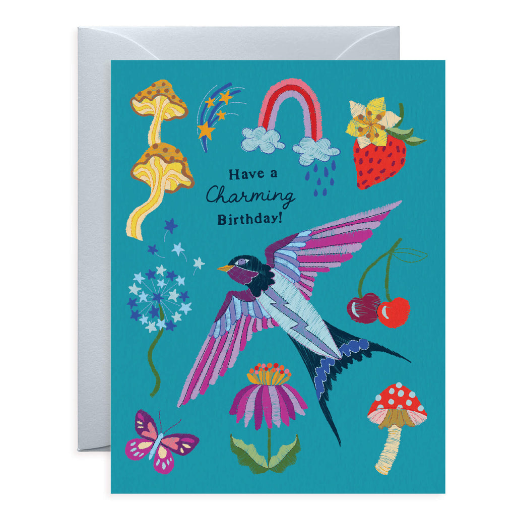 Embroidered Nature Patches Birthday Card