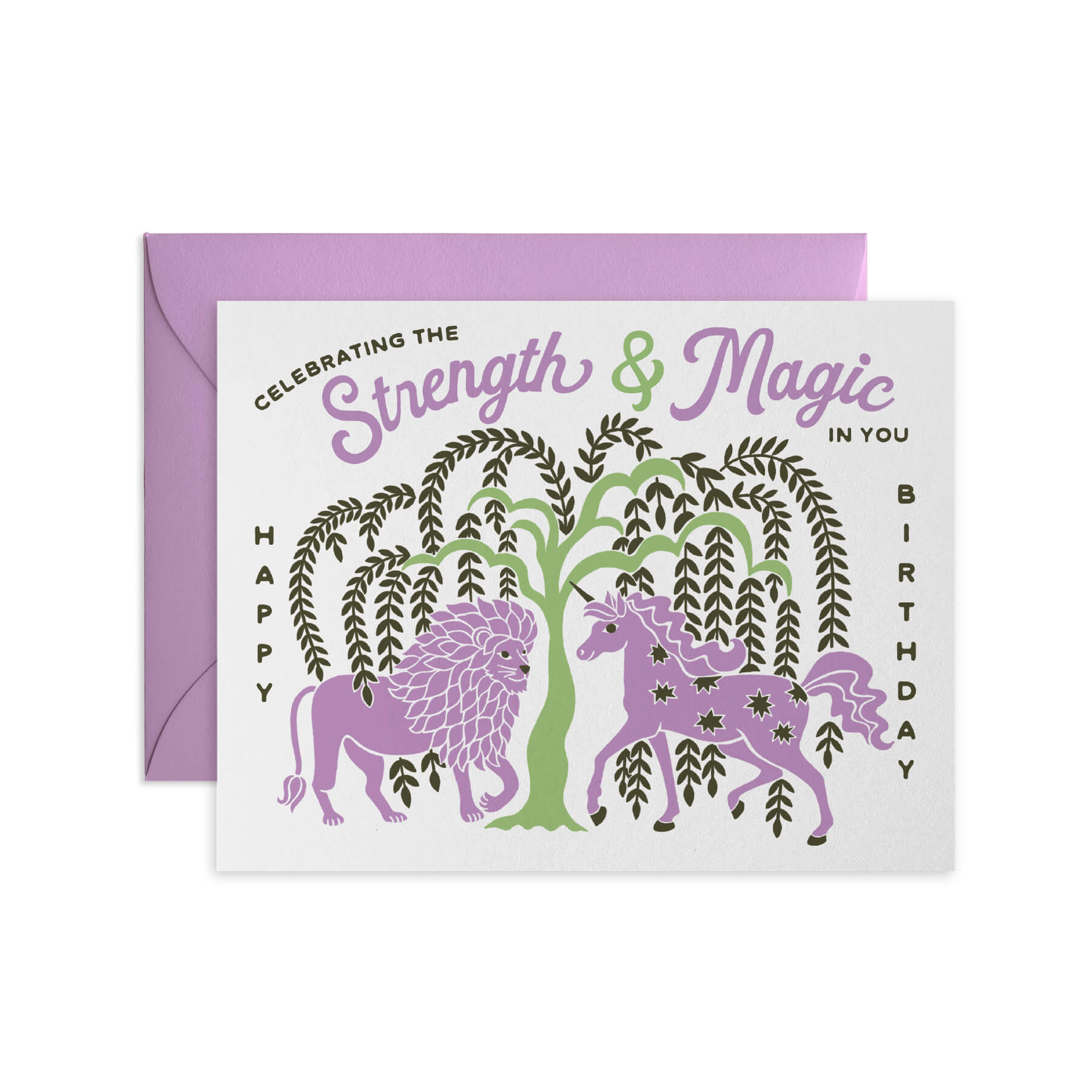 Magic Meets Strength Lion & Unicorn Birthday Card
