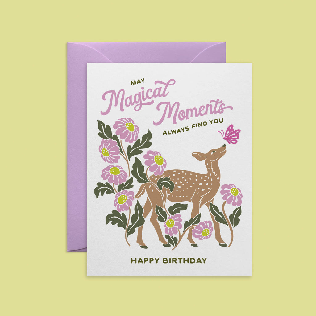 Deer and Butterfly Birthday Card