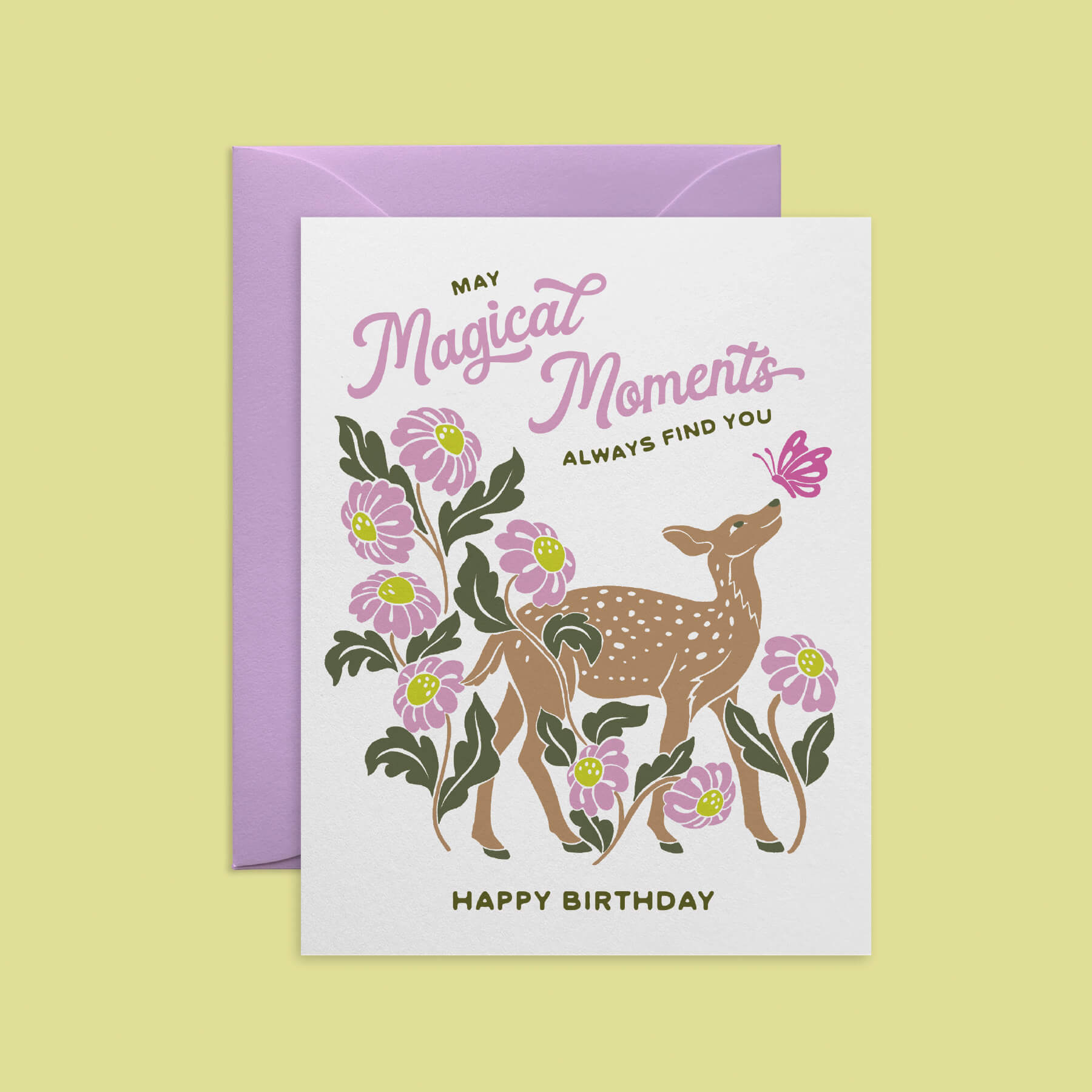 Deer and Butterfly Birthday Card