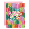 Happy Birth-yay Colorful Fringe Backdrop Birthday Card