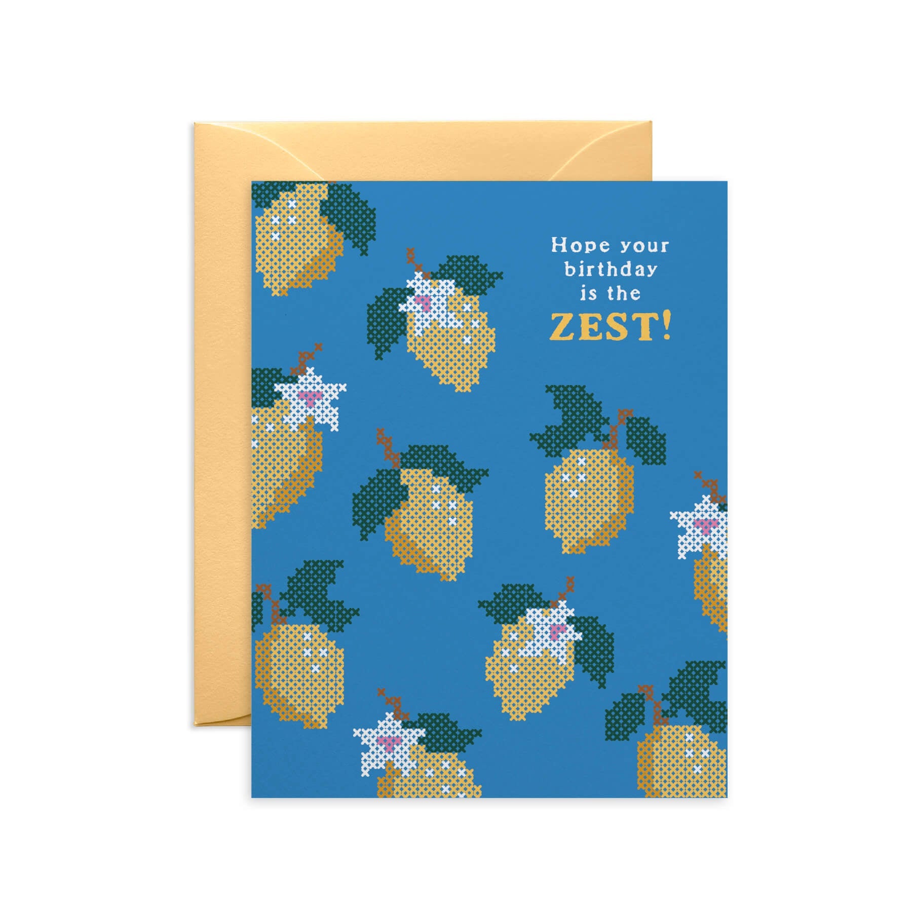 Zesty Lemon Cross-Stitch Birthday Card