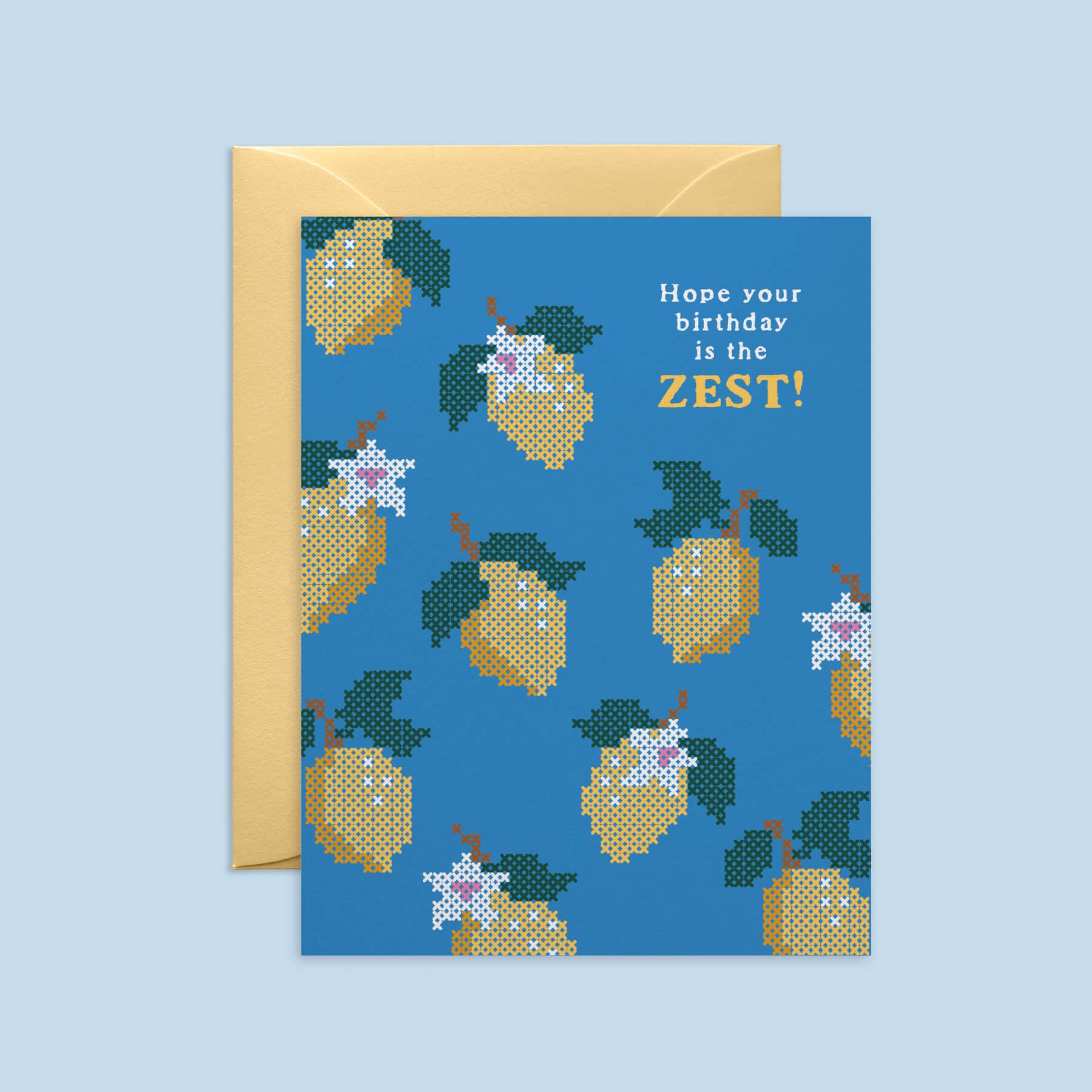 Lemon Cross-Stitch Birthday Card