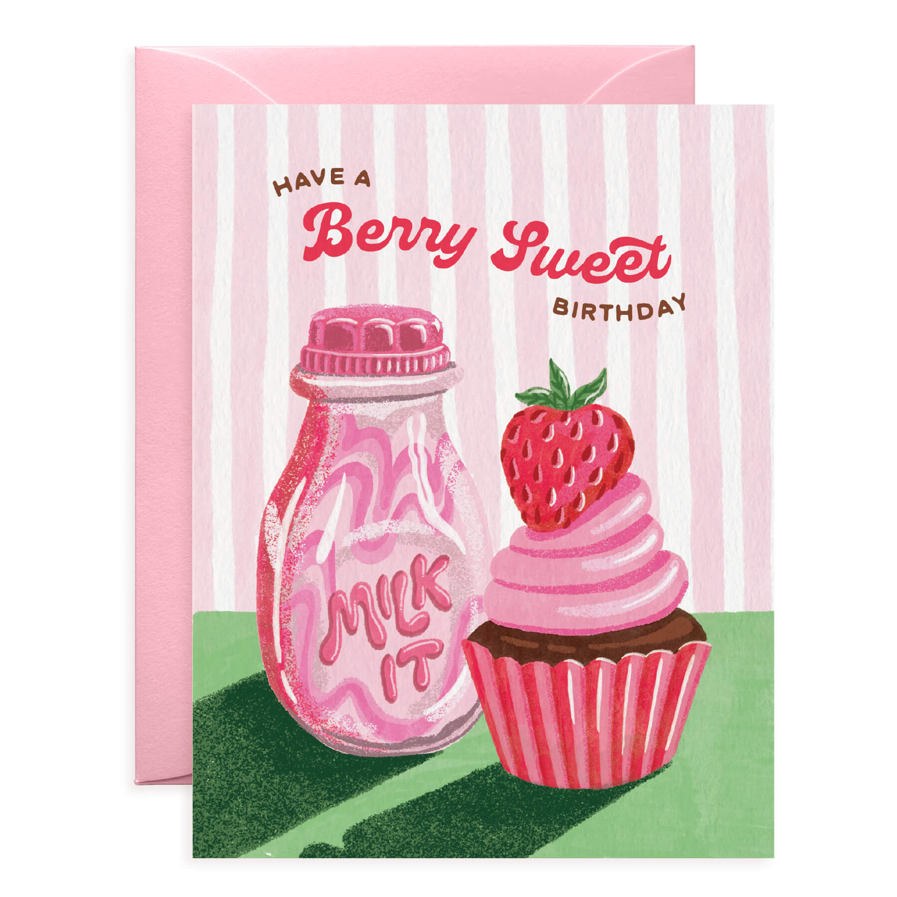 Strawberry Milk and Cupcake Birthday Card