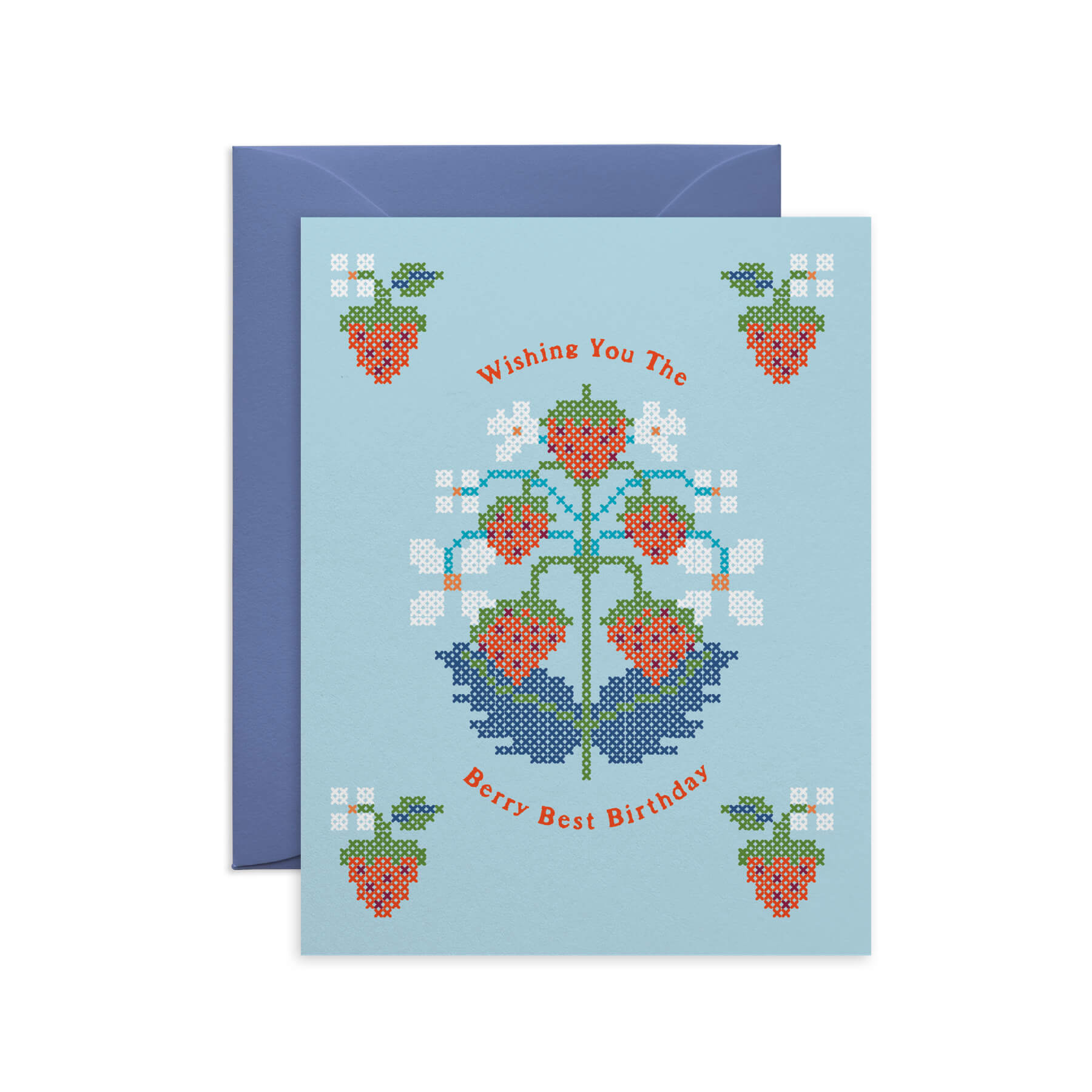 Berry Best Birthday Cross-Stitch Strawberry Card