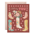 Flower-Filled Western Boot Celebration Card