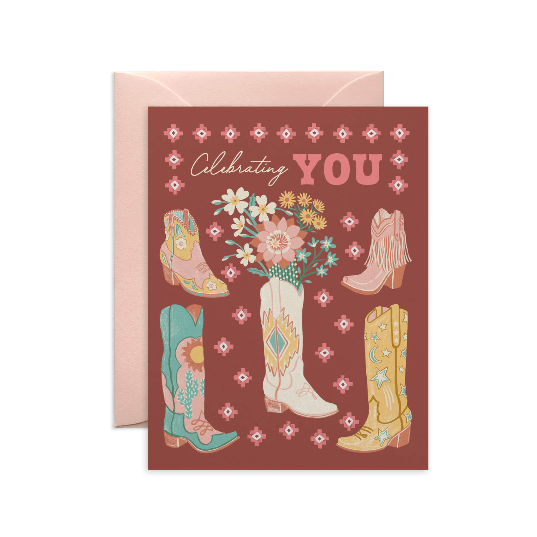 Flower-Filled Western Boot Celebration Card