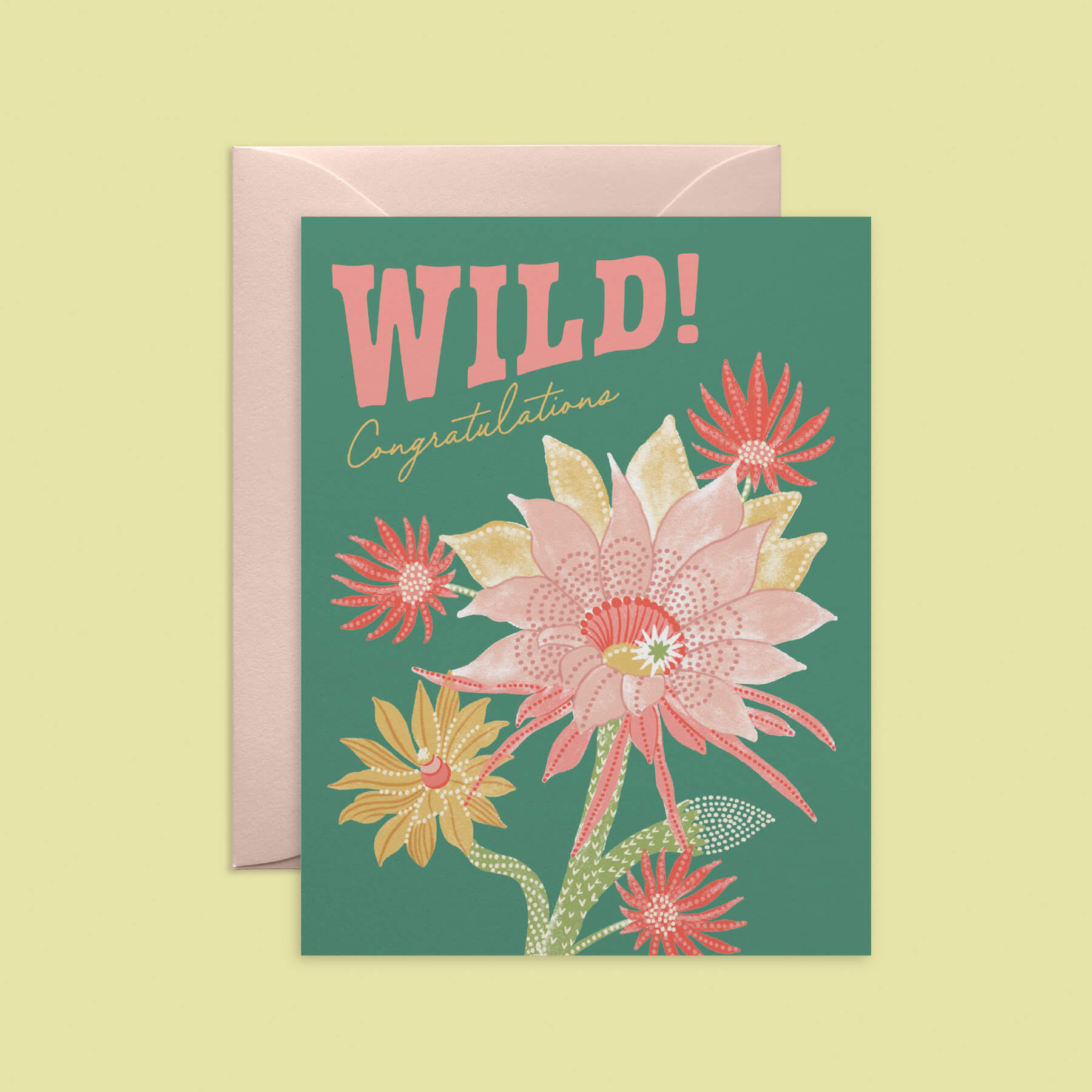 Wild Cactus Blooms Congrats Card