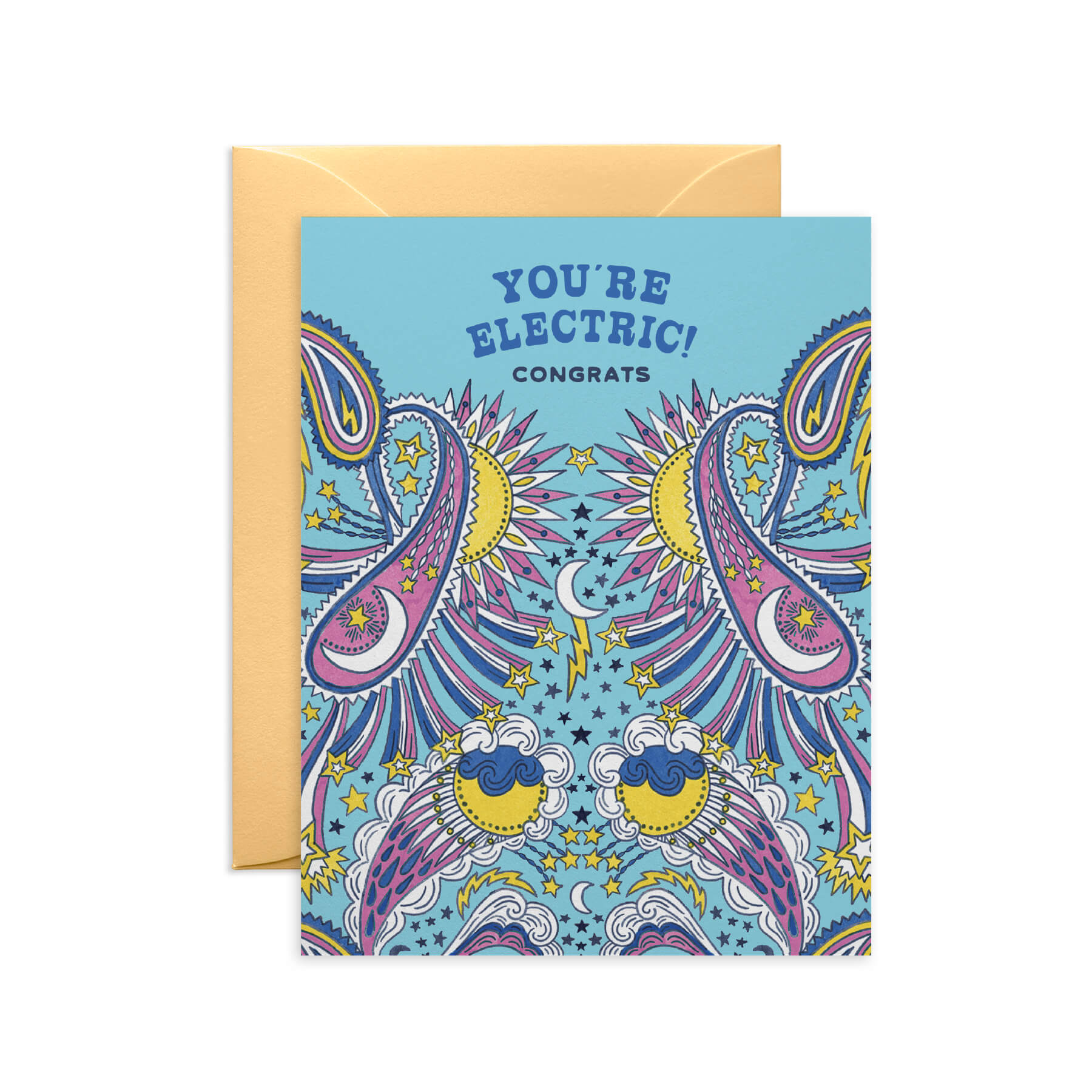 Electric Celestial Paisley Congratulations Card