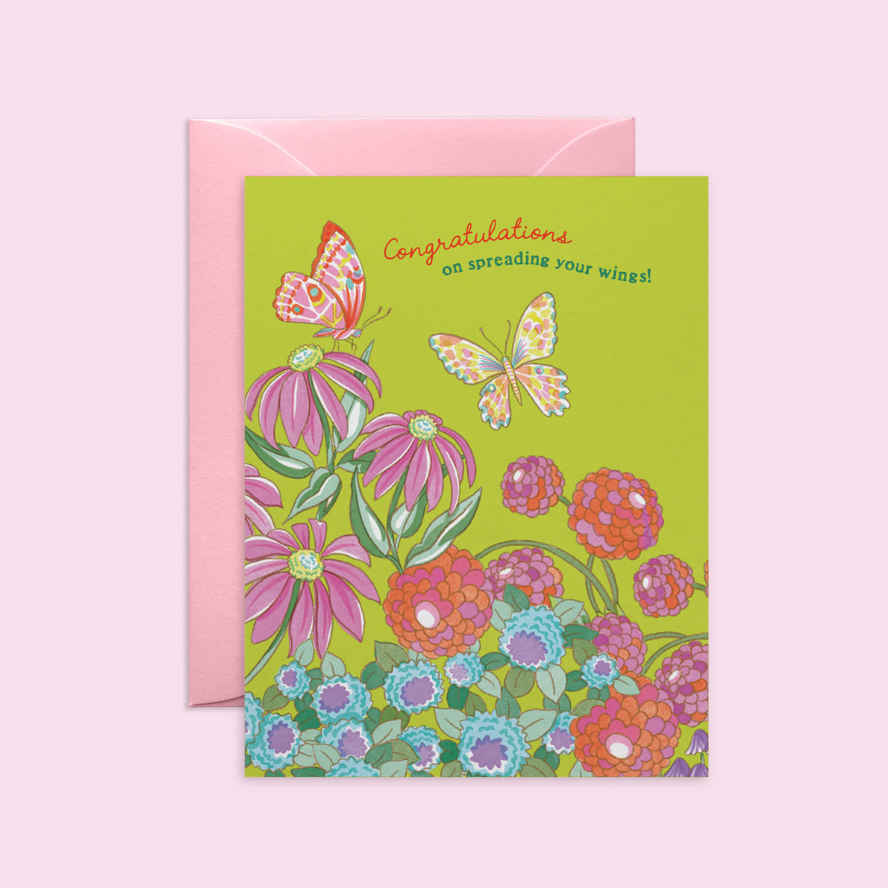 Butterfly and Flowers Congrats Card