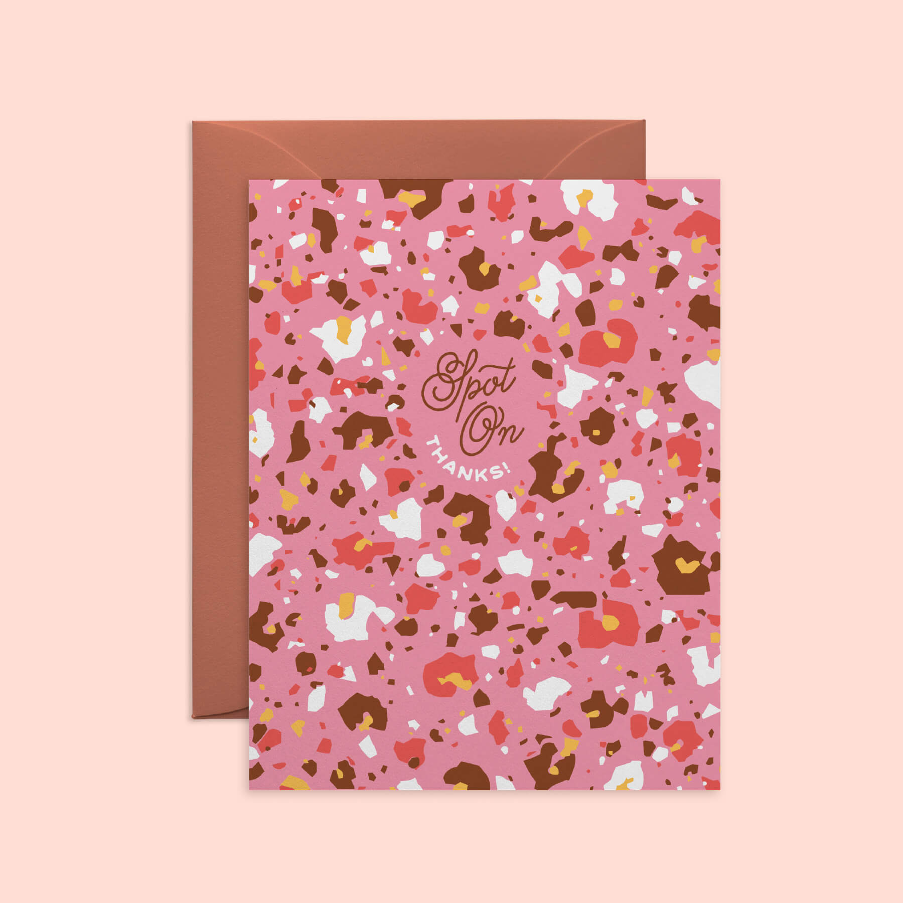 Terrazzo Leopard Congrats Card, Pink