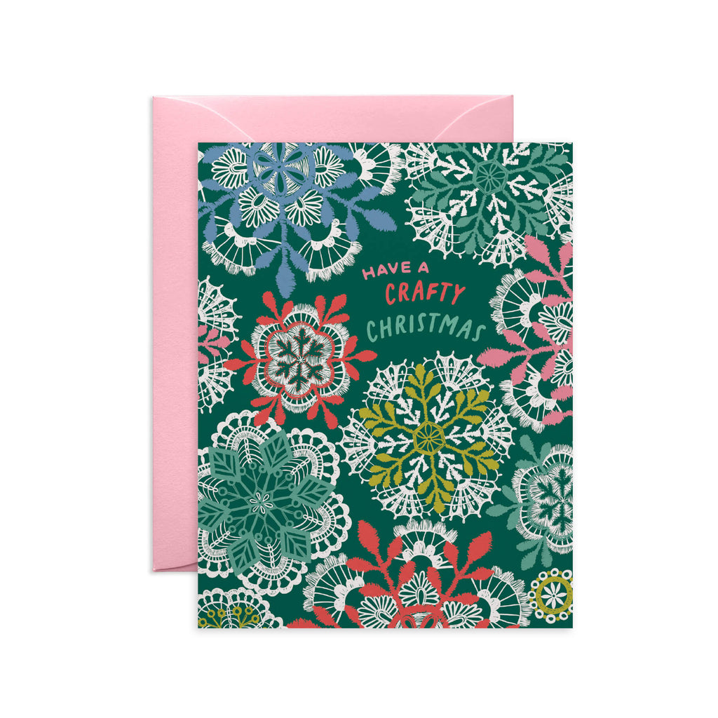 Crafty Christmas Crochet Snowflakes Holiday Card