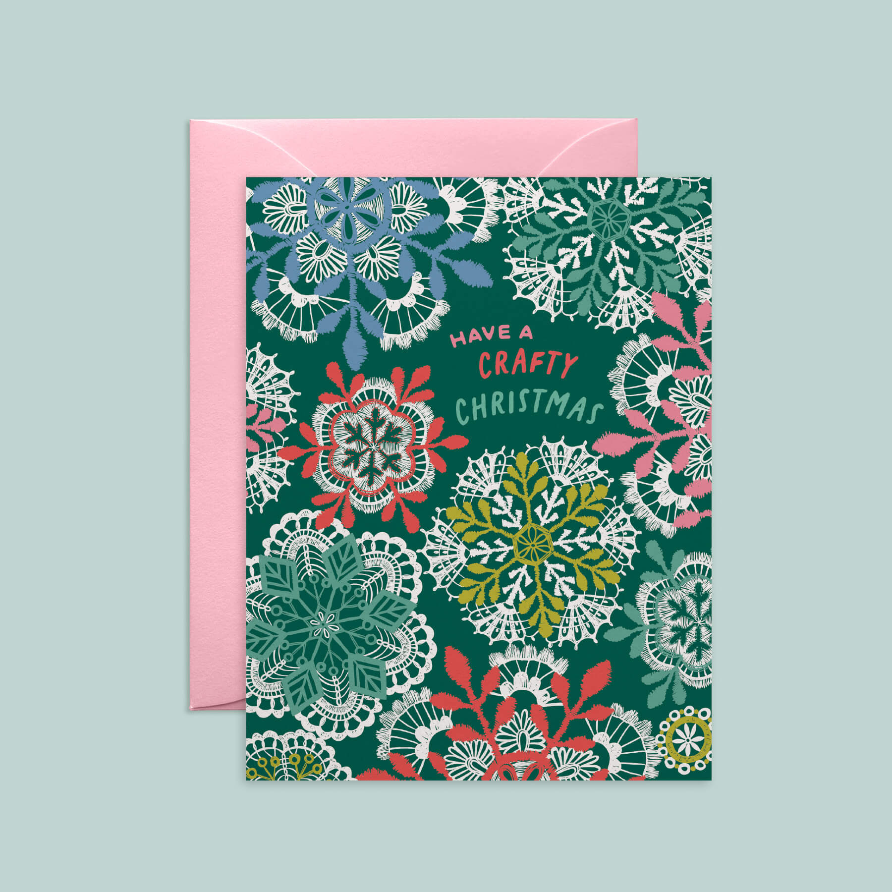 Crafty Christmas Crochet Snowflakes Holiday Card