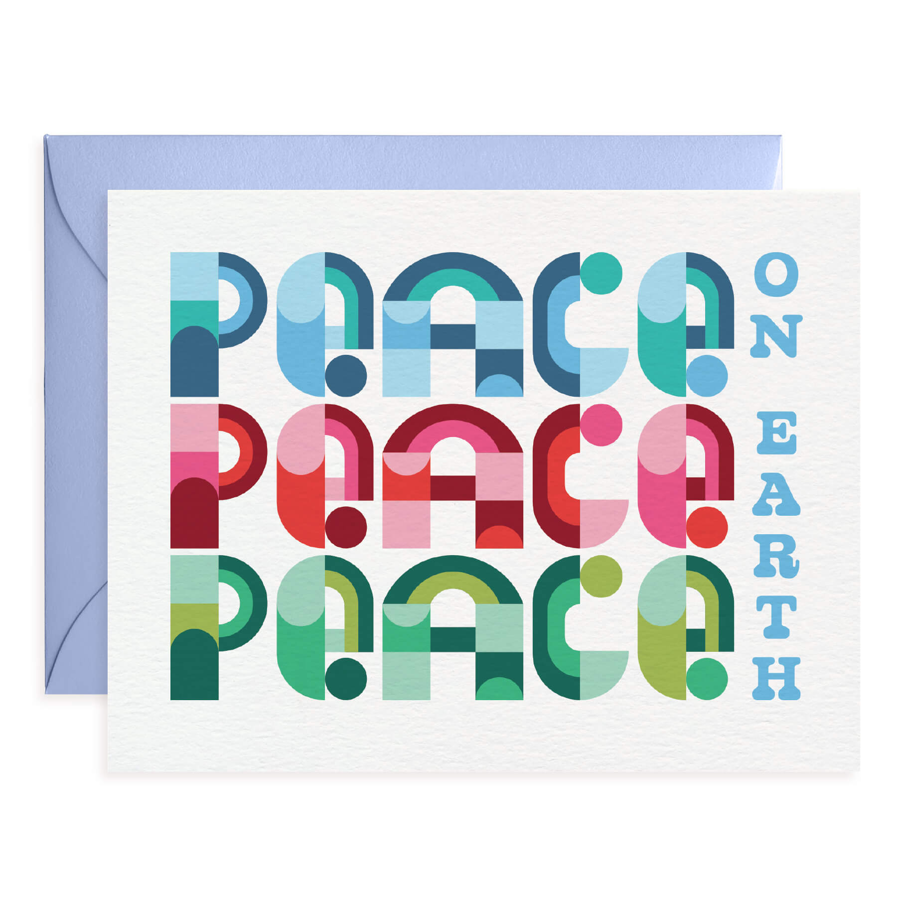 Peace on Earth Modern Geometric Typography Holiday Card