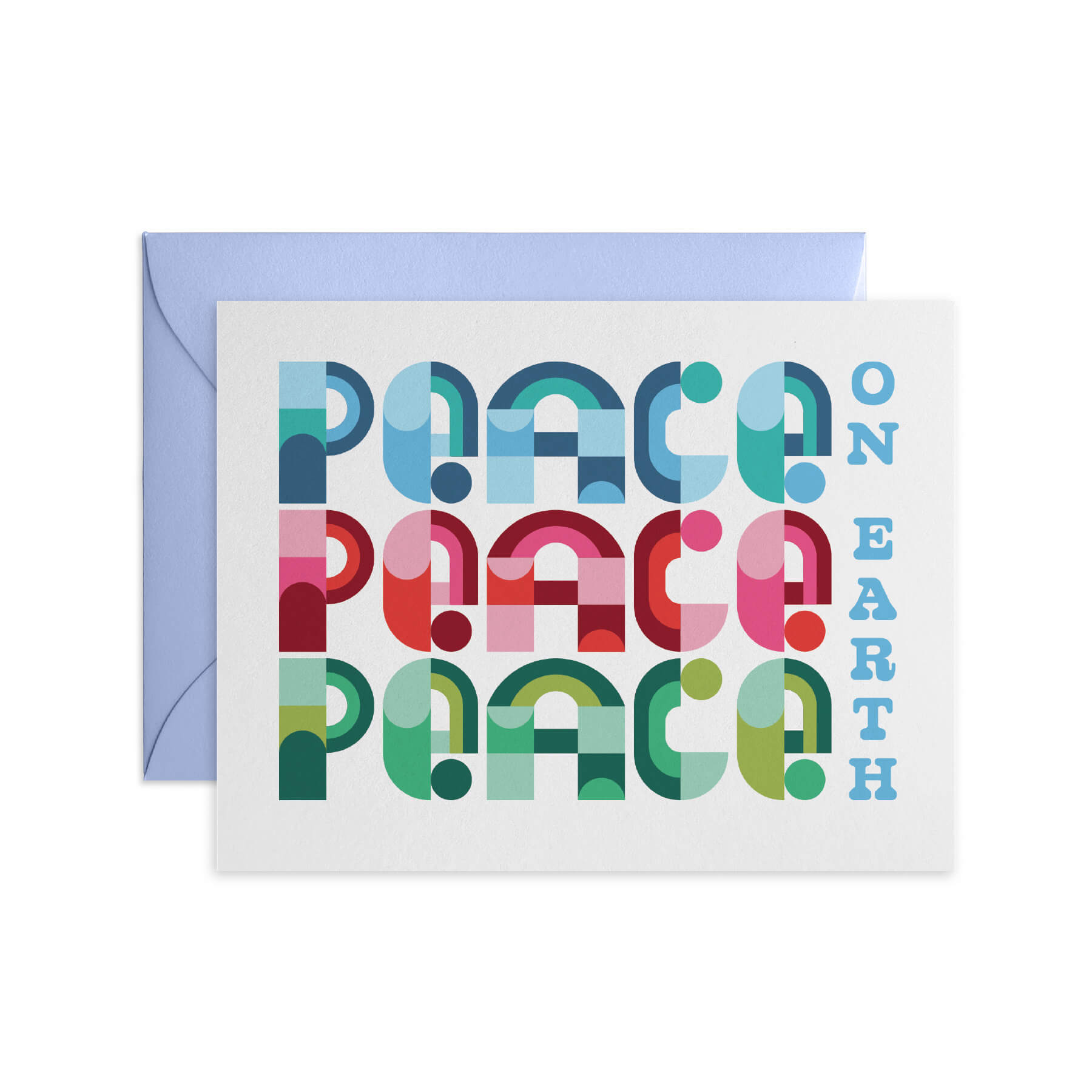 Peace on Earth Modern Geometric Typography Holiday Card