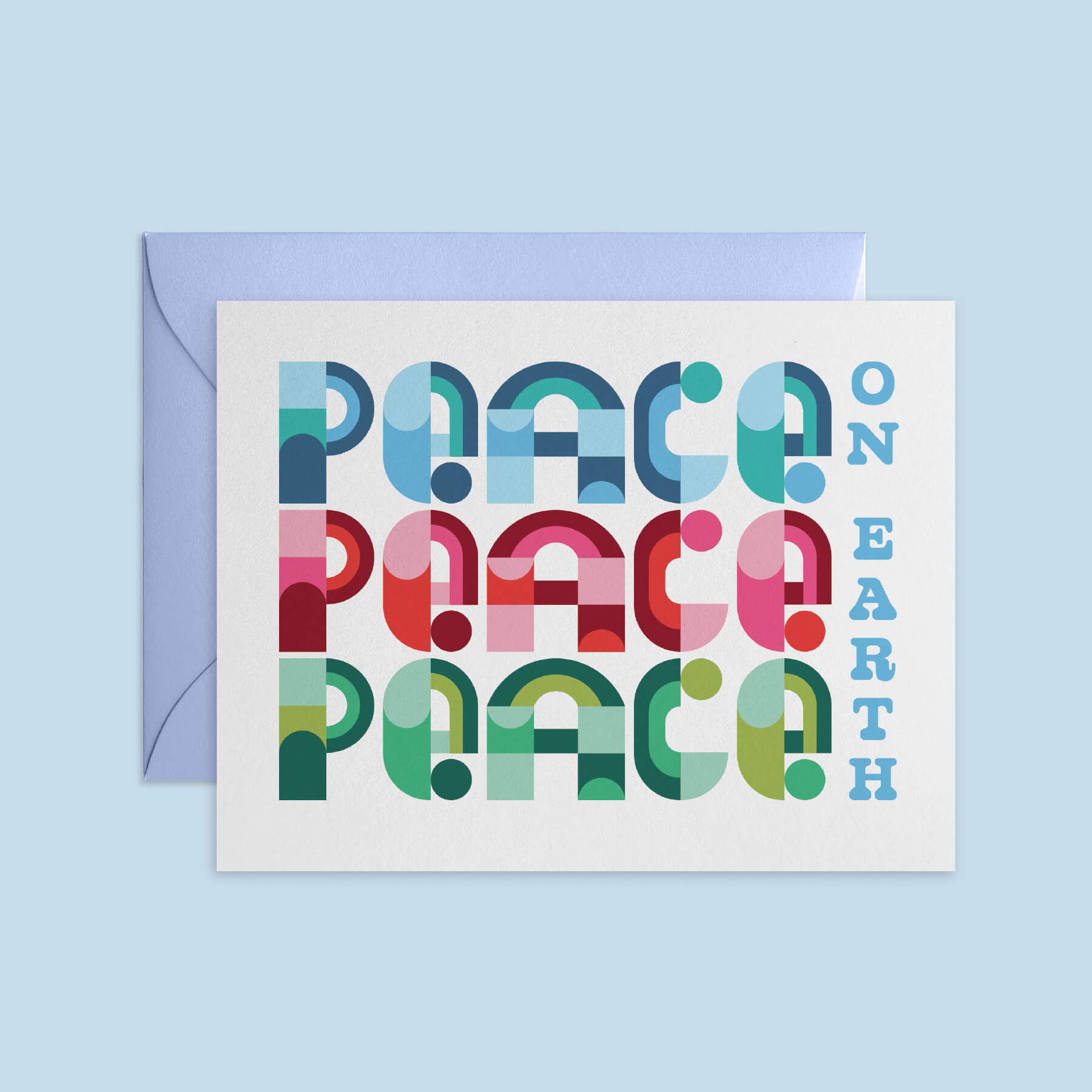 Peace on Earth Modern Geometric Typography Holiday Card