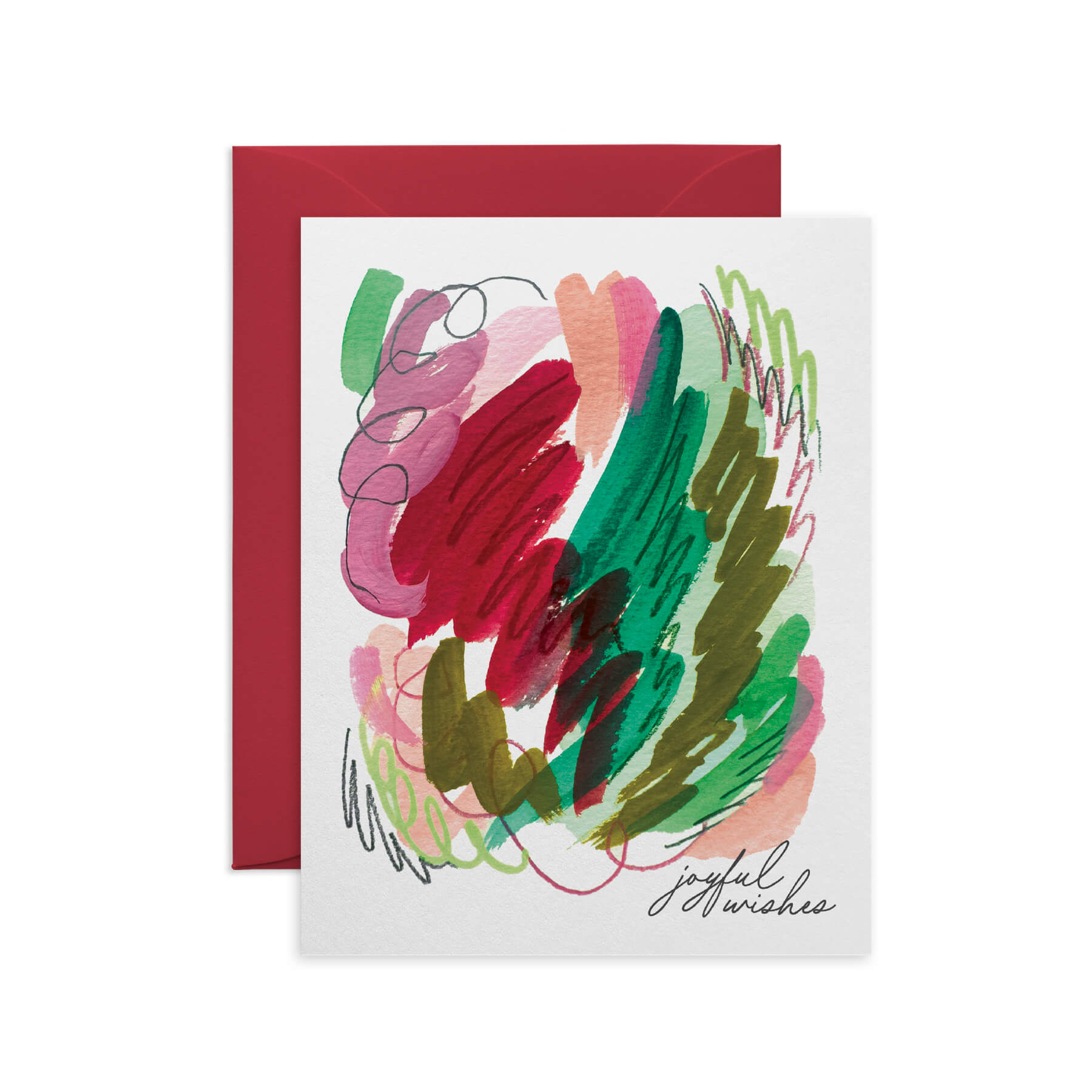 Joyful Wishes Abstract Watercolor Holiday Card