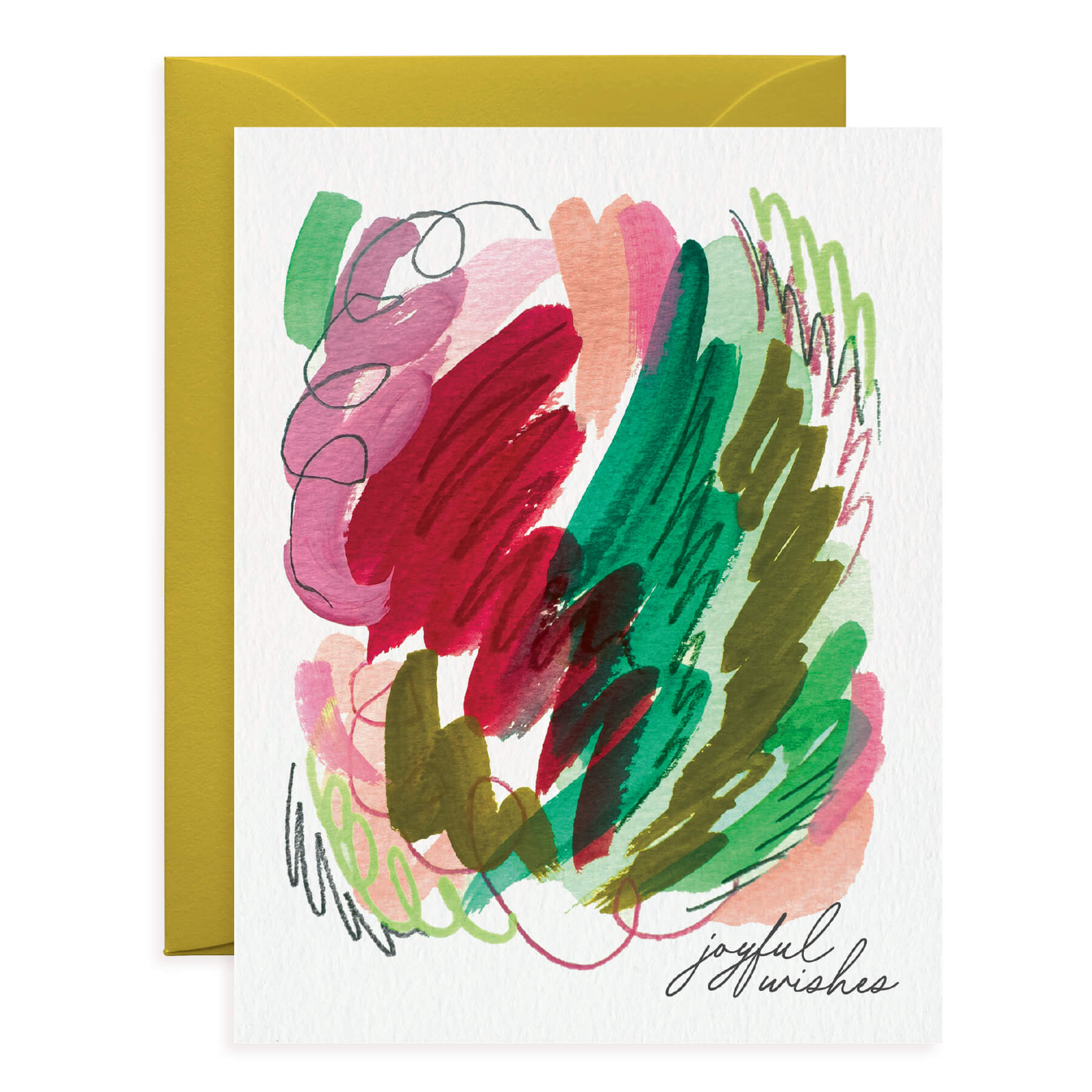 Joyful Wishes Abstract Watercolor Holiday Card