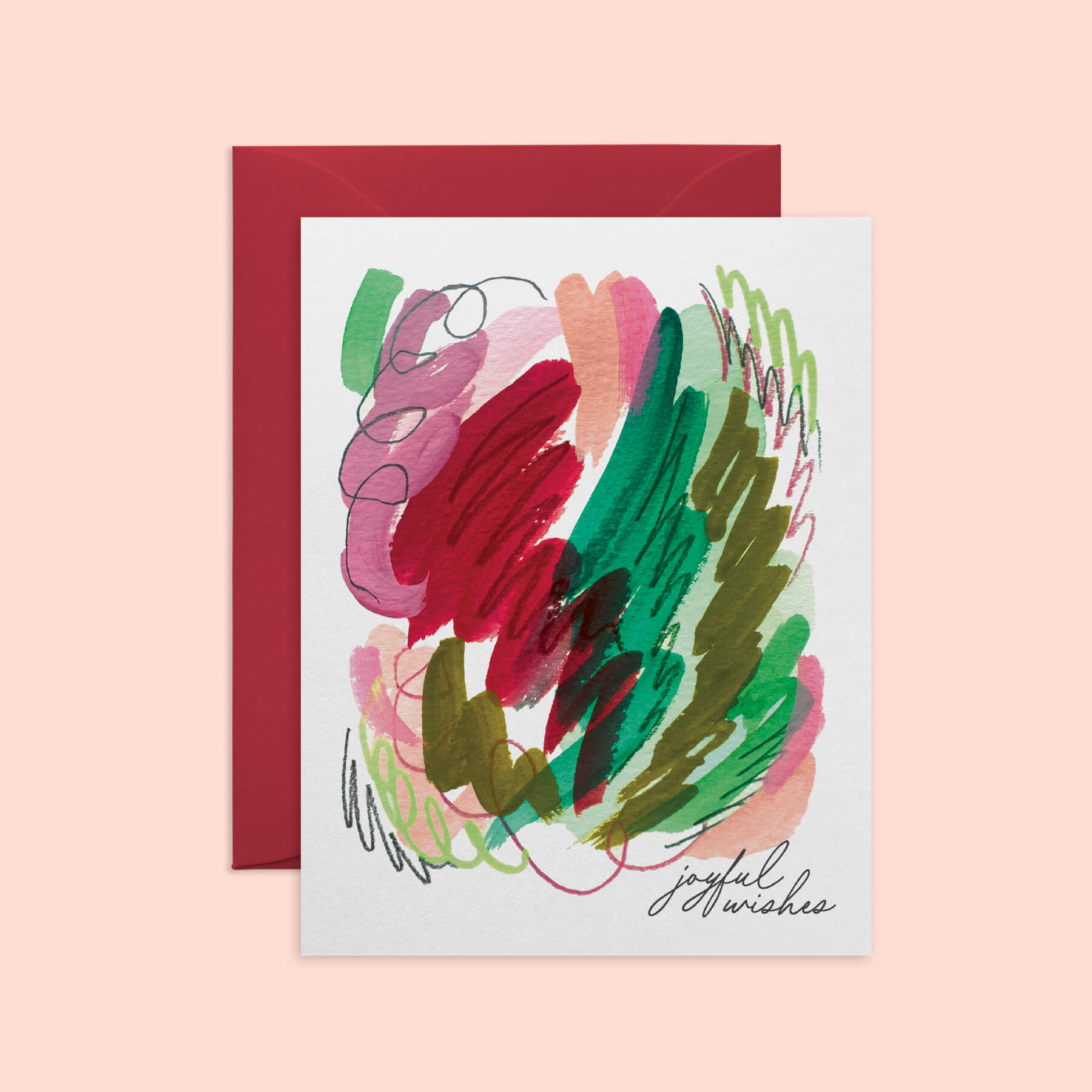 Joyful Wishes Abstract Watercolor Holiday Card