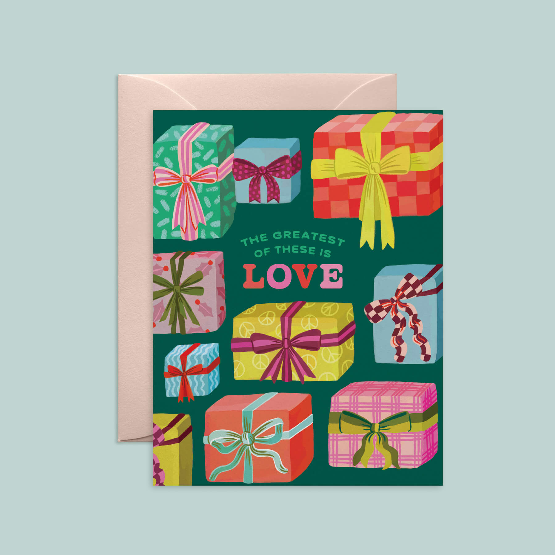 Greatest is Love Christmas Presents Holiday Card