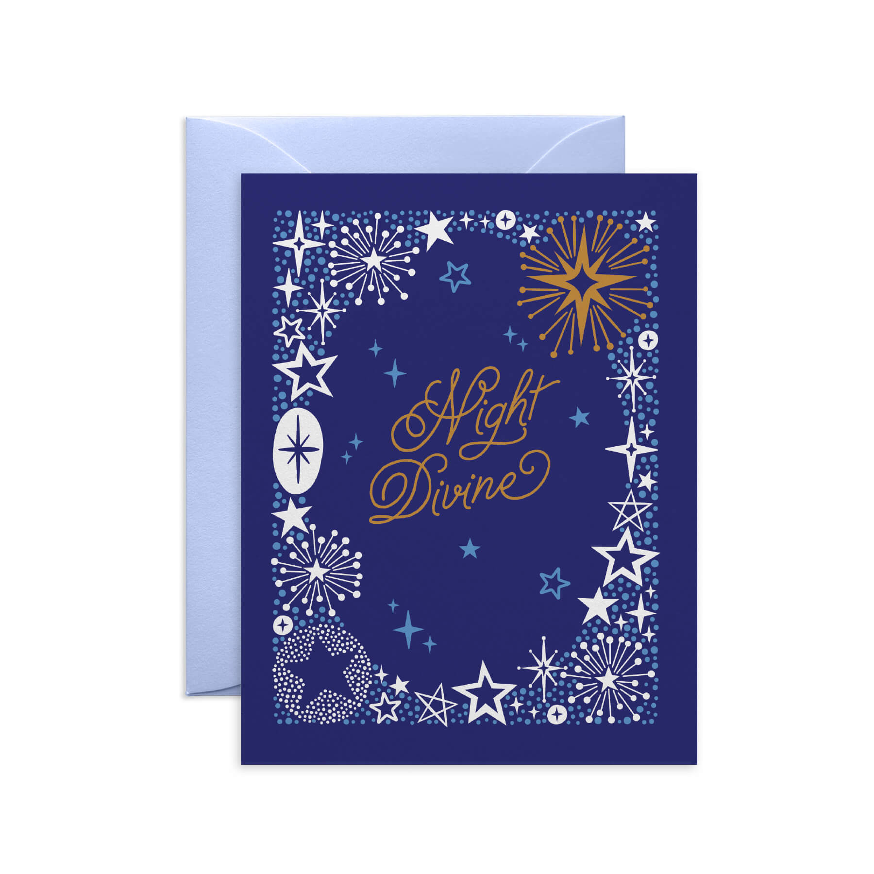 Night Divine Christmas Stars Religious Holiday Card