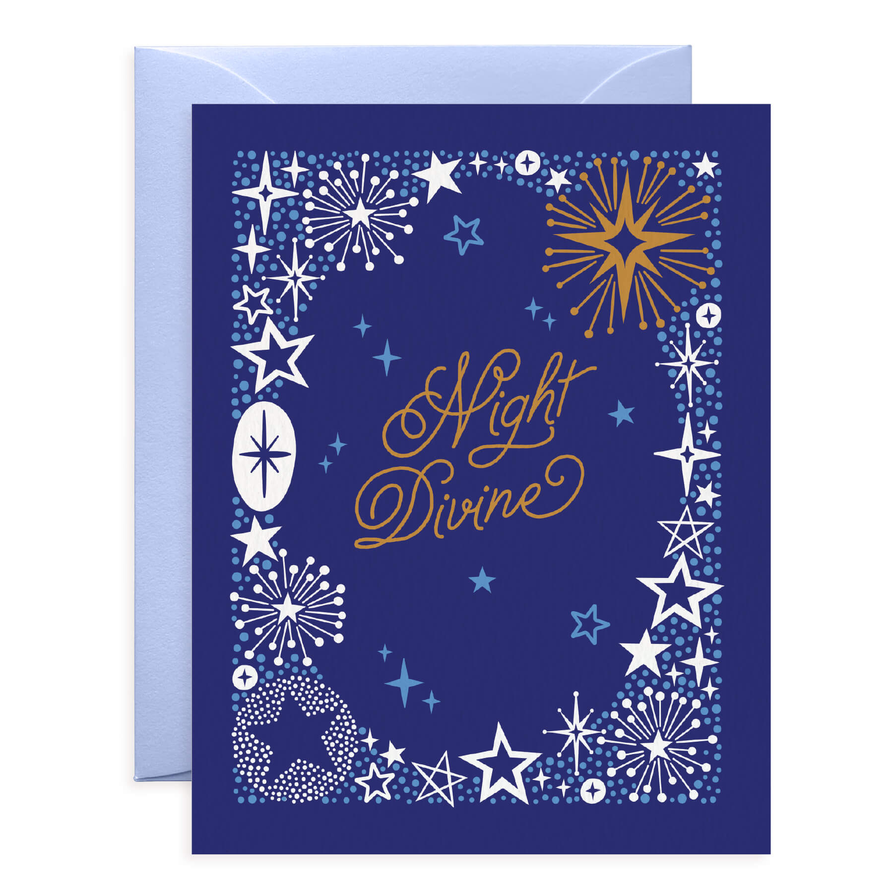 Night Divine Christmas Stars Religious Holiday Card