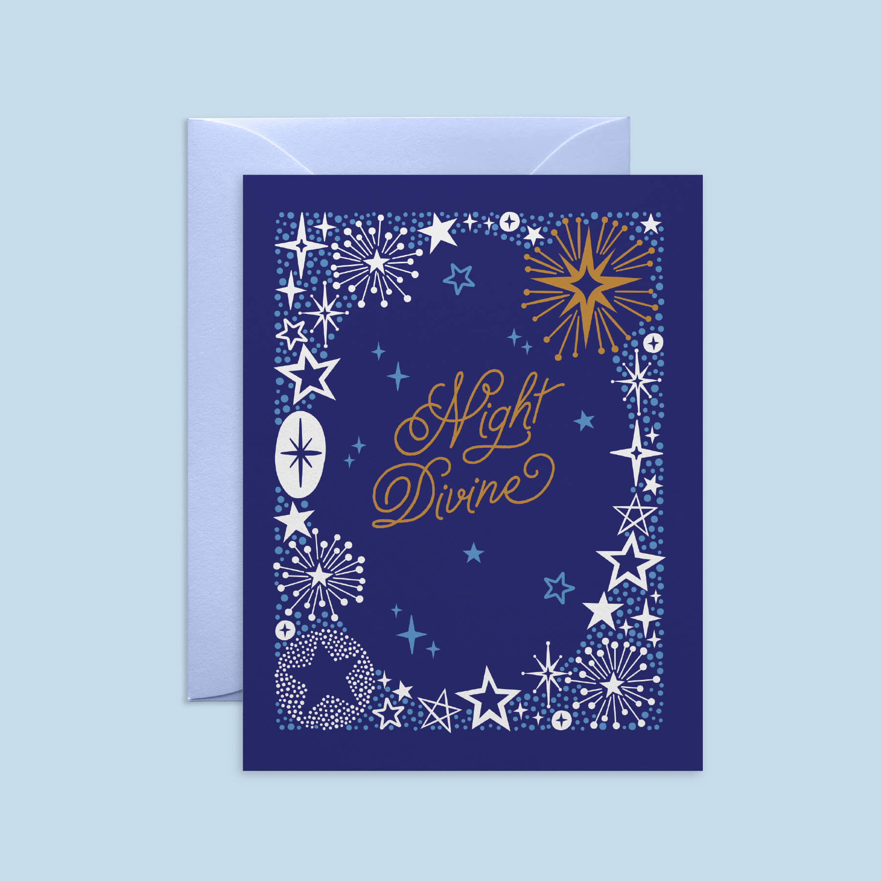 Night Divine Christmas Stars Religious Holiday Card