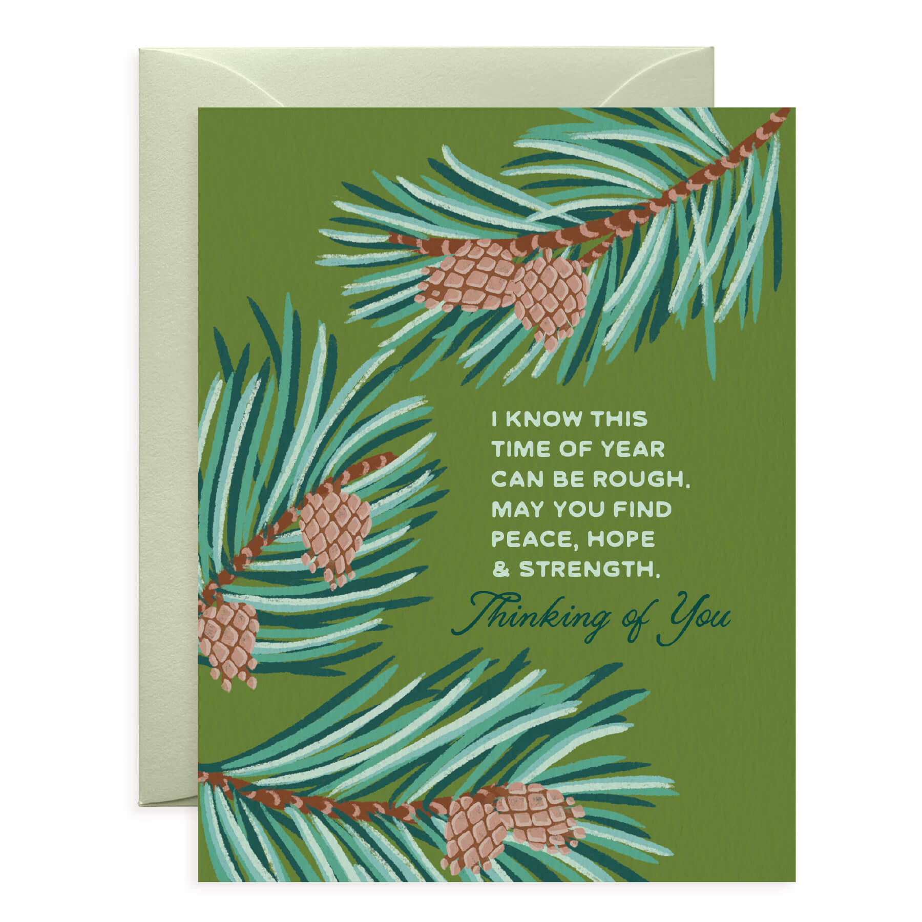 Thinking of You Pine Cone Winter Support Card