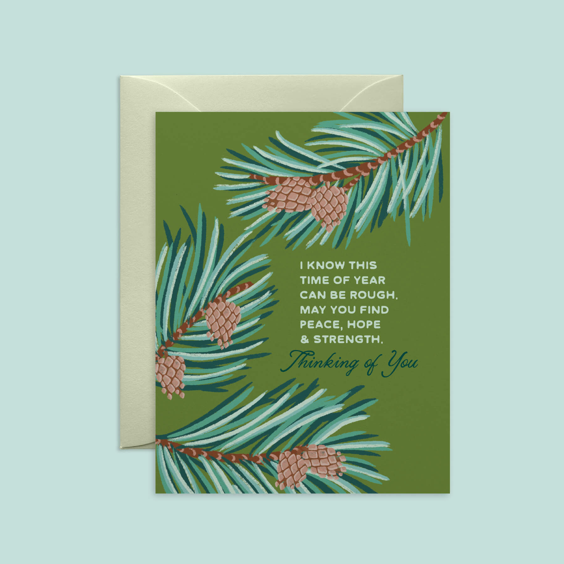 Thinking of You Pine Cone Winter Support Card