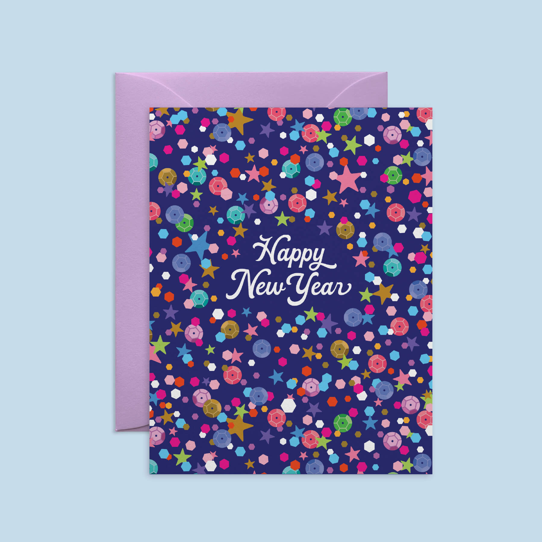 Happy New Year Sparkly Sequins Card