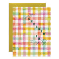Just Checking In Colorful Plaid Friendship Card