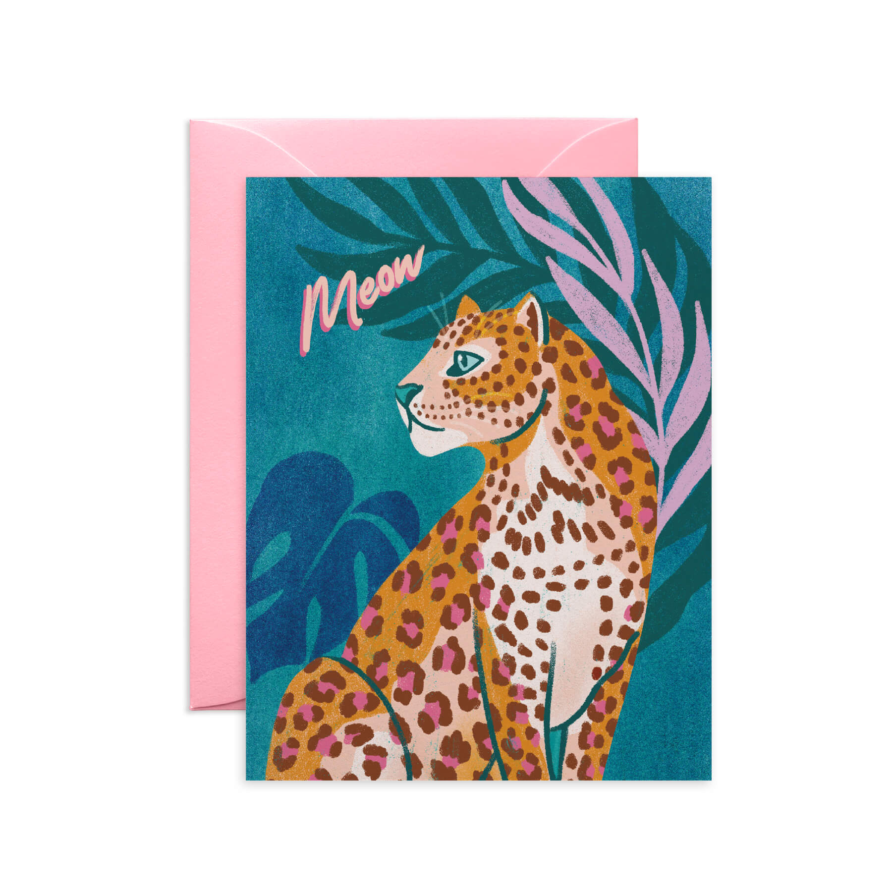 Say Meow Leopard Blank Card for Cat Lovers