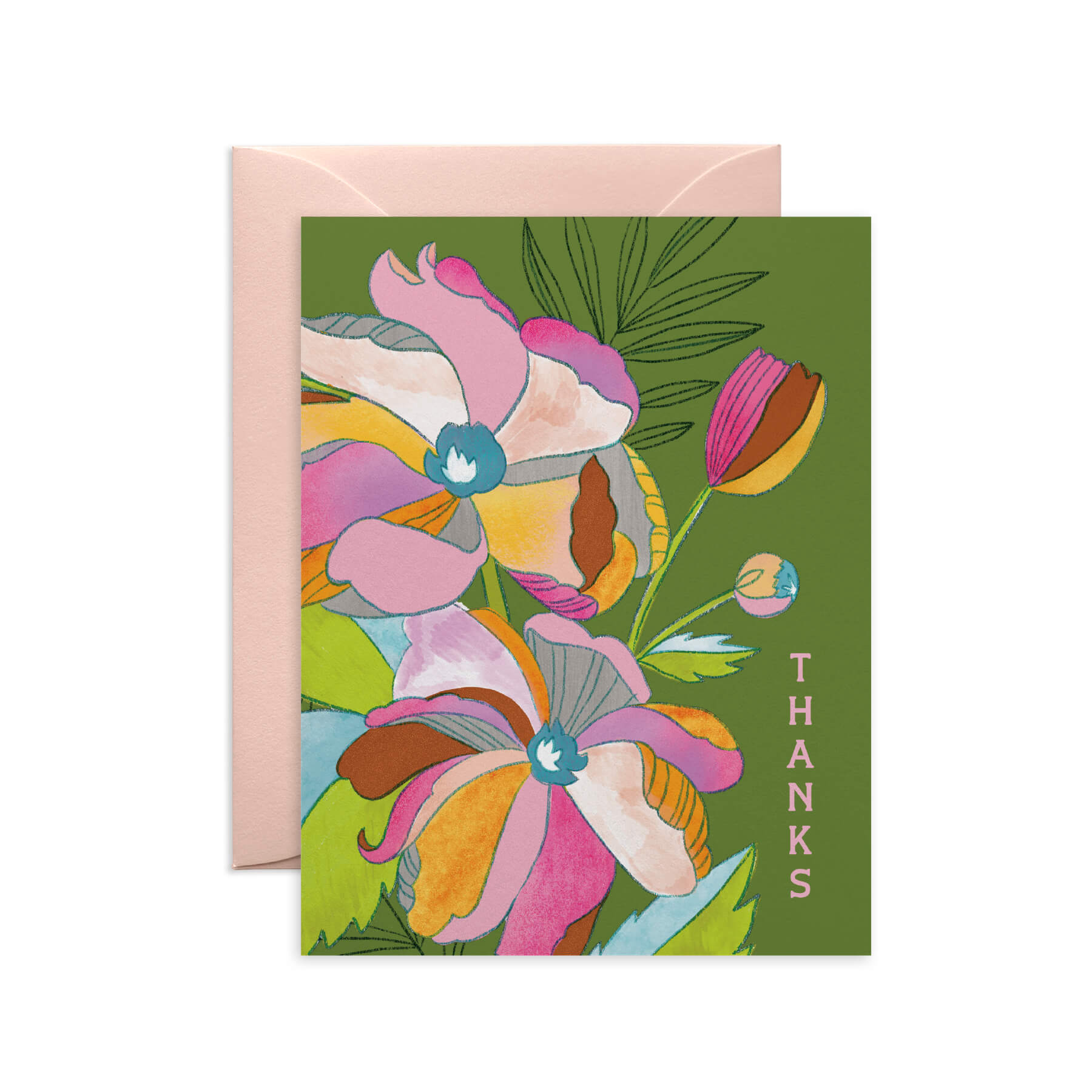 Unique Multicolored Blooms Thank You Card