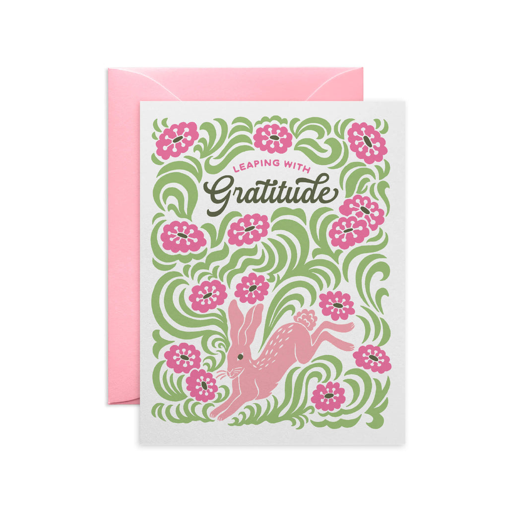 Joyful Leaping Rabbit Thank You Card