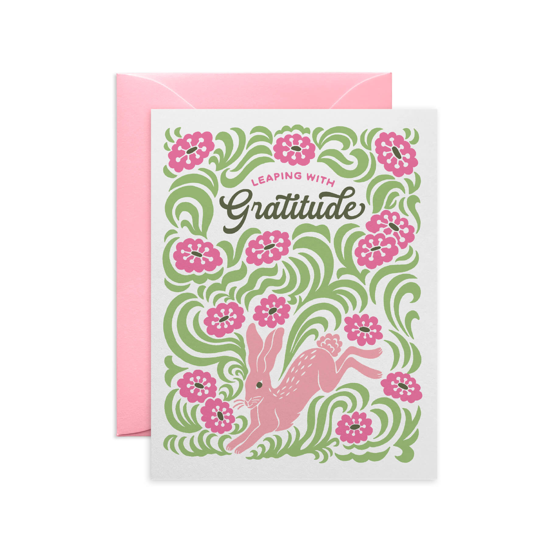 Joyful Leaping Rabbit Thank You Card
