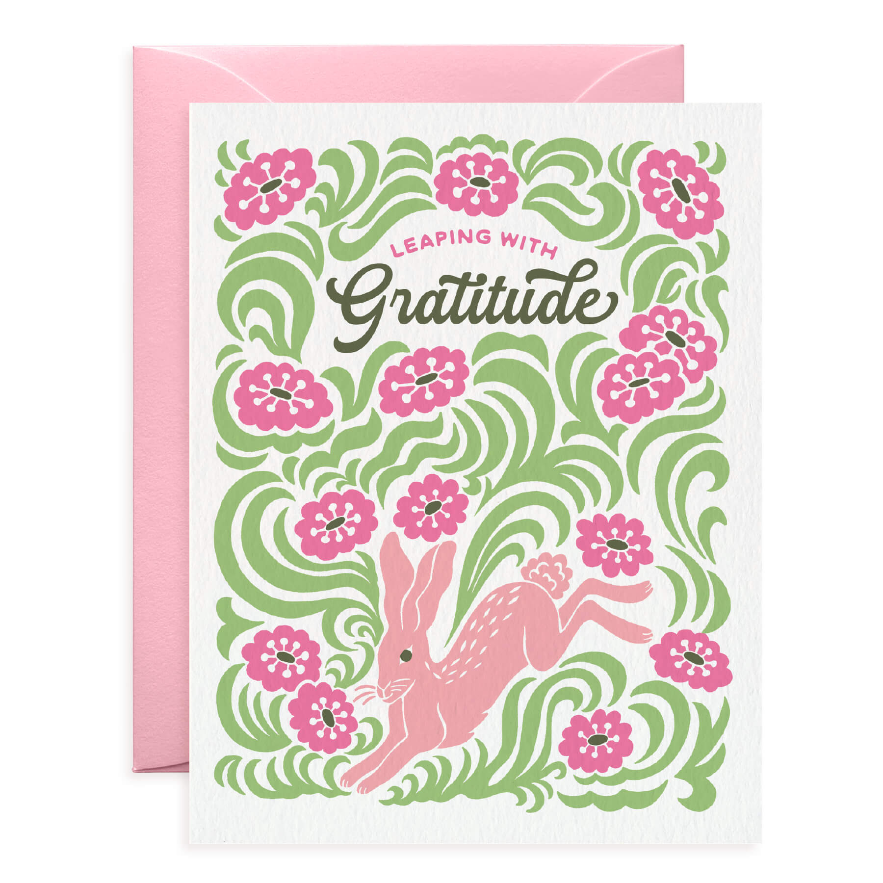 Joyful Leaping Rabbit Thank You Card
